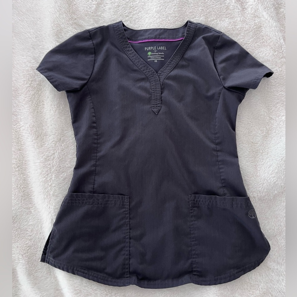 EUC Purple Label by Healing Hands Fitted Scrub Top